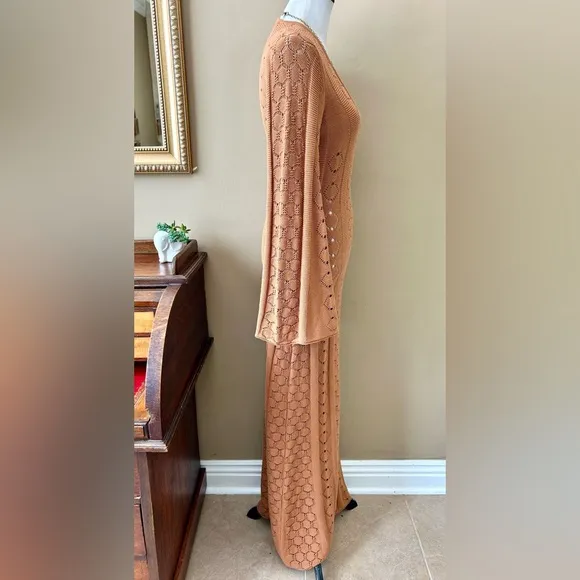 Splendid x Rachelove Rachel Love Knit Maxi Long Sleeve Crochet Cover-Up S