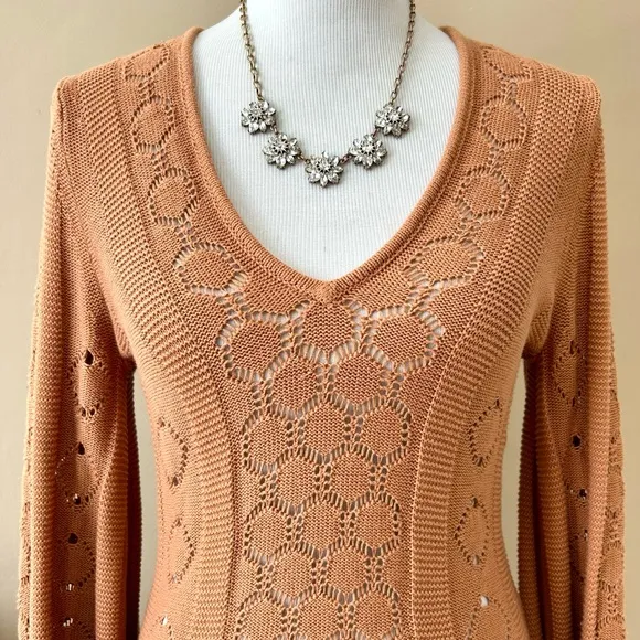 Splendid x Rachelove Rachel Love Knit Maxi Long Sleeve Crochet Cover-Up S