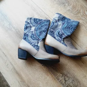 Spring Step Leather Embroidery Comfort Boho Distressed Boots Sz 38EU/7.5 US
