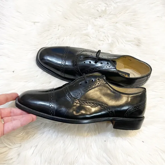 Stacy Adams 23574 NEW Black Leather Cap Toe Lace Up Oxfords Dress Shoes 10M