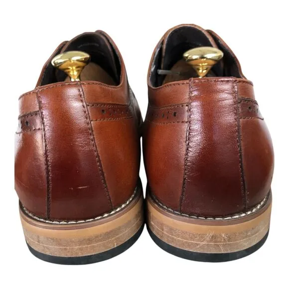 Stacy Adams Dickinson Cap Toe Oxford Cognac Leather Laceup Men's Dress Shoe 10.5