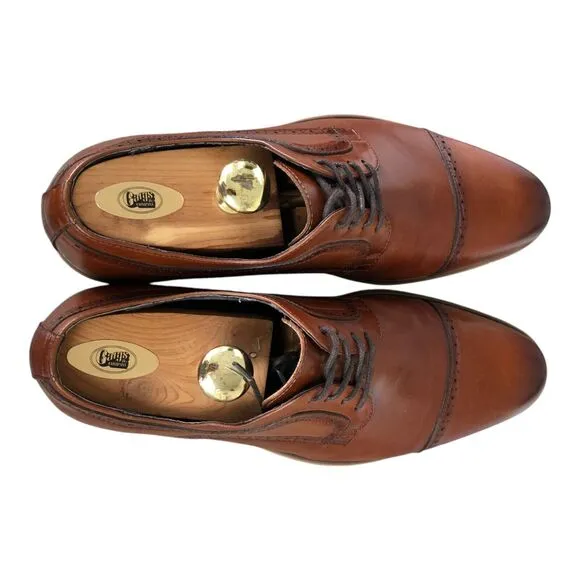 Stacy Adams Dickinson Cap Toe Oxford Cognac Leather Laceup Men's Dress Shoe 10.5