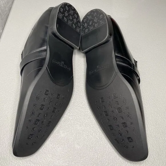 Stacy Adams Leather Dress Shoes Mens Size 13 Black Slip On Square Toe Loafer