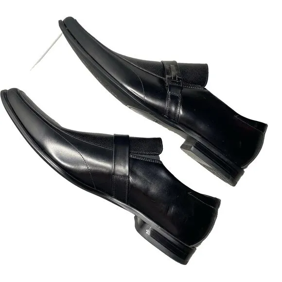 Stacy Adams Leather Dress Shoes Mens Size 13 Black Slip On Square Toe Loafer