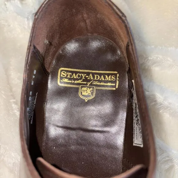 Stacy Adams Men's Madison Cap Toe Brown Leather Dress Shoes Size 9.5