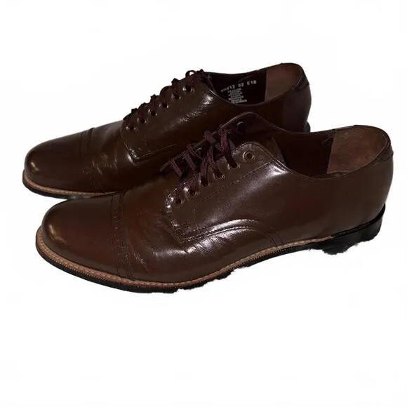 Stacy Adams Men's Madison Cap Toe Brown Leather Dress Shoes Size 9.5