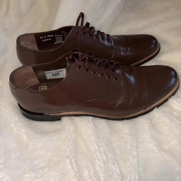 Stacy Adams Men's Madison Cap Toe Brown Leather Dress Shoes Size 9.5