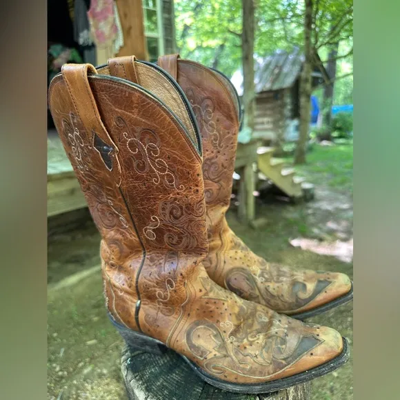 Sterling River Brown Leather Cowgirl Boots Size 8.5