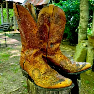 Sterling River Brown Leather Cowgirl Boots Size 8.5