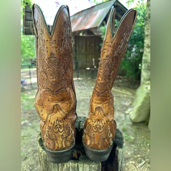 Sterling River Brown Leather Cowgirl Boots Size 8.5