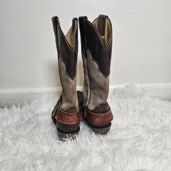 Stetson Ladies Jade Washed Wing Brown and Gray Boots Size 6.5 Chunky