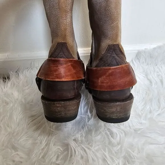 Stetson Ladies Jade Washed Wing Brown and Gray Boots Size 6.5 Chunky