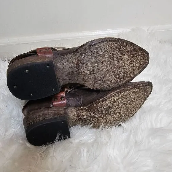 Stetson Ladies Jade Washed Wing Brown and Gray Boots Size 6.5 Chunky