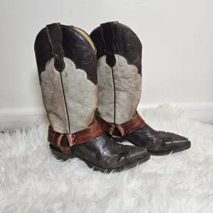 Stetson Ladies Jade Washed Wing Brown and Gray Boots Size 6.5 Chunky