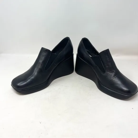 Steve Madden 90s Platforms Black Chunky Heels Shoes genuine leather size 10 Y2K