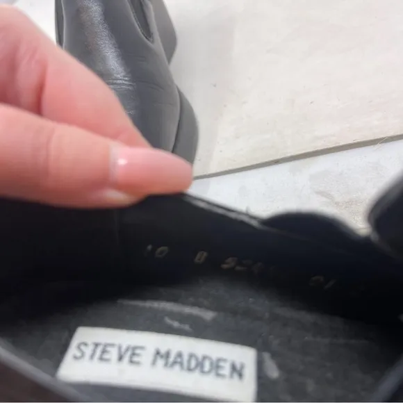 Steve Madden 90s Platforms Black Chunky Heels Shoes genuine leather size 10 Y2K