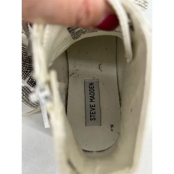 Steve Madden Bondi Women's High Top Sneakers White Rhinestones Size 7 NWT
