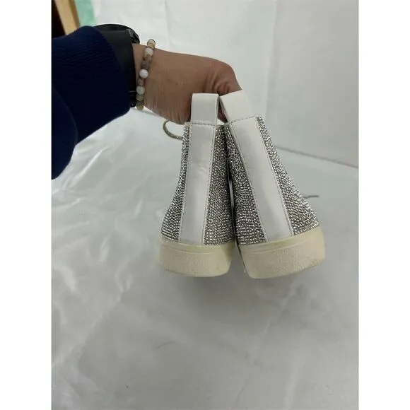 Steve Madden Bondi Women's High Top Sneakers White Rhinestones Size 7 NWT
