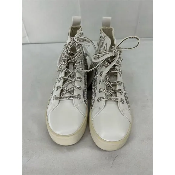 Steve Madden Bondi Women's High Top Sneakers White Rhinestones Size 7 NWT