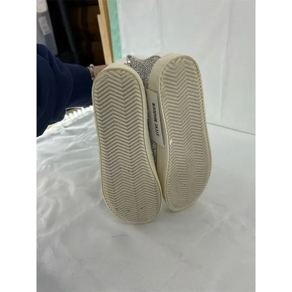 Steve Madden Bondi Women's High Top Sneakers White Rhinestones Size 7 NWT