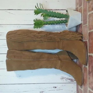 Steve Madden Cognac Brown Suede Tall Fringe Calissa Boot Womens 6 RARE