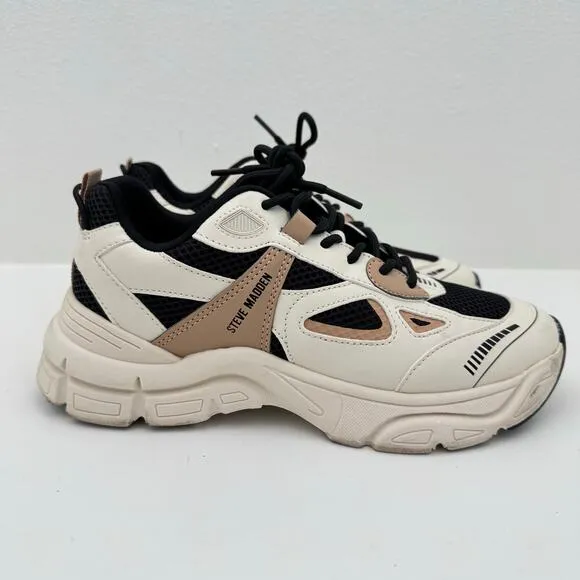 Steve Madden Cordyn Black and Tan Chunky Sneakers Women's 9.5