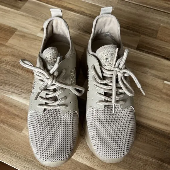 Steve Madden Ganzo Rhinestone Embellished Chunky Lace-Up Sneakers size 7.5‎