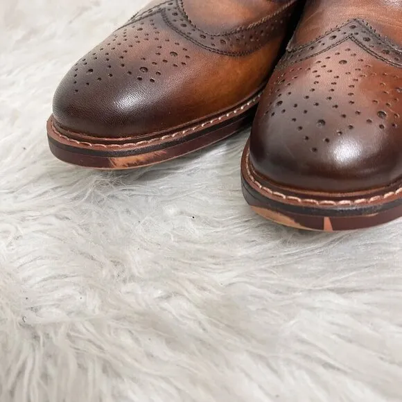Steve Madden Mens Size 10 Bisson Brown Leather Wingtip Derby Lace Up Dress Shoes