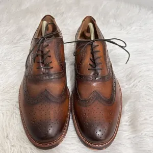 Steve Madden Mens Size 10 Bisson Brown Leather Wingtip Derby Lace Up Dress Shoes