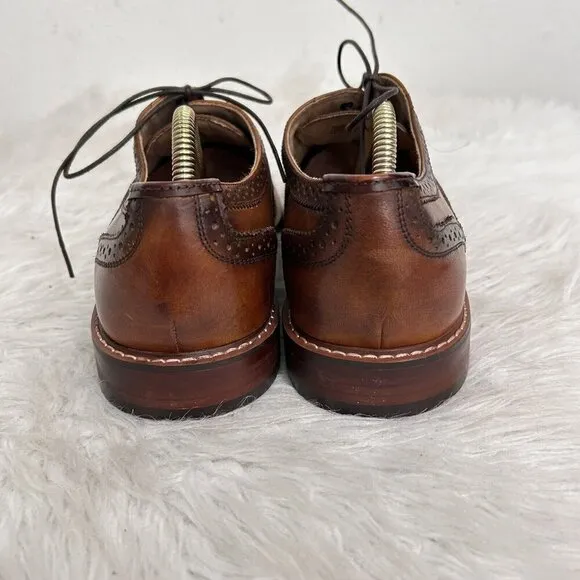 Steve Madden Mens Size 10 Bisson Brown Leather Wingtip Derby Lace Up Dress Shoes