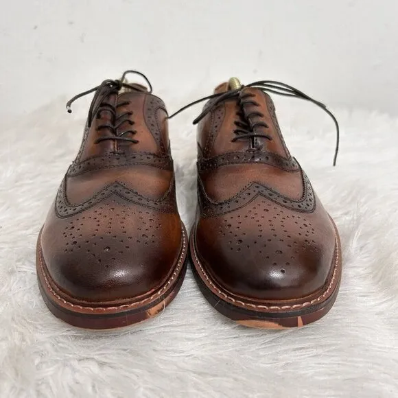 Steve Madden Mens Size 10 Bisson Brown Leather Wingtip Derby Lace Up Dress Shoes