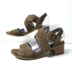 Steve Madden Roseanna Brown Suede Sandals Heels Shoes Womens 8.5 Buckle Bohemian