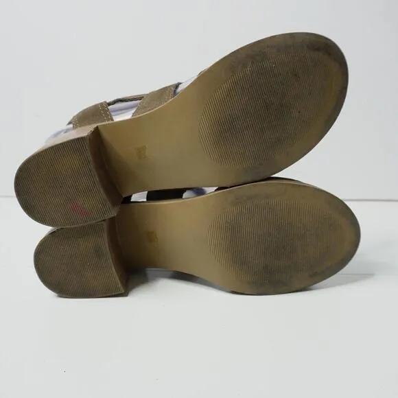 Steve Madden Roseanna Brown Suede Sandals Heels Shoes Womens 8.5 Buckle Bohemian