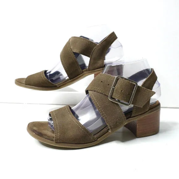 Steve Madden Roseanna Brown Suede Sandals Heels Shoes Womens 8.5 Buckle Bohemian