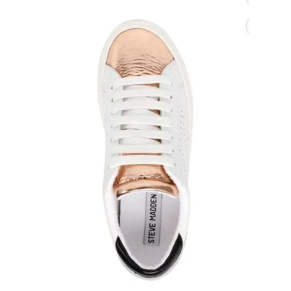 Steve Madden Women's 8.5 Rezume Sneakers Shoes New Star Pink Golden Leather