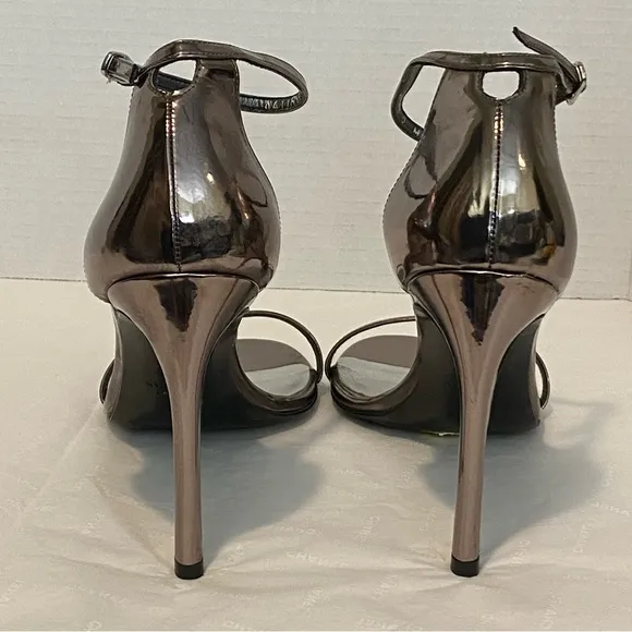 Stuart Weitzman Nudistsong Ankle Strap 4&quot; Stilletos in Pewter Bronze US 9 M