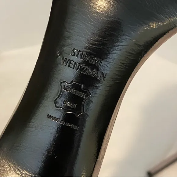 Stuart Weitzman Nudistsong Ankle Strap 4&quot; Stilletos in Pewter Bronze US 9 M