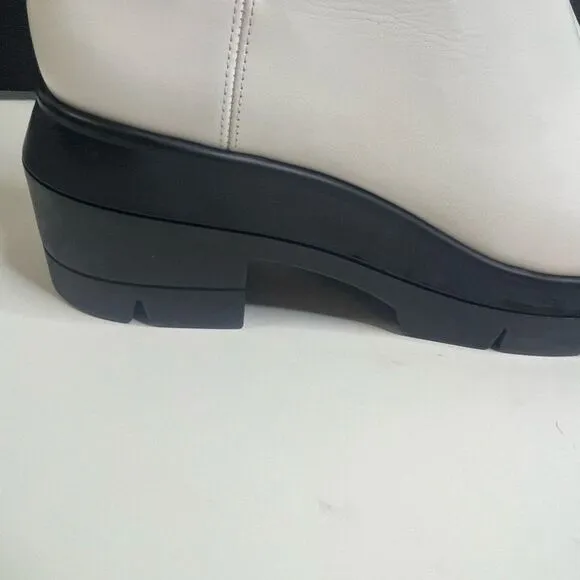 Stuart‎ Weitzman white pull on boots, chunky, white leather, platform, size 10,