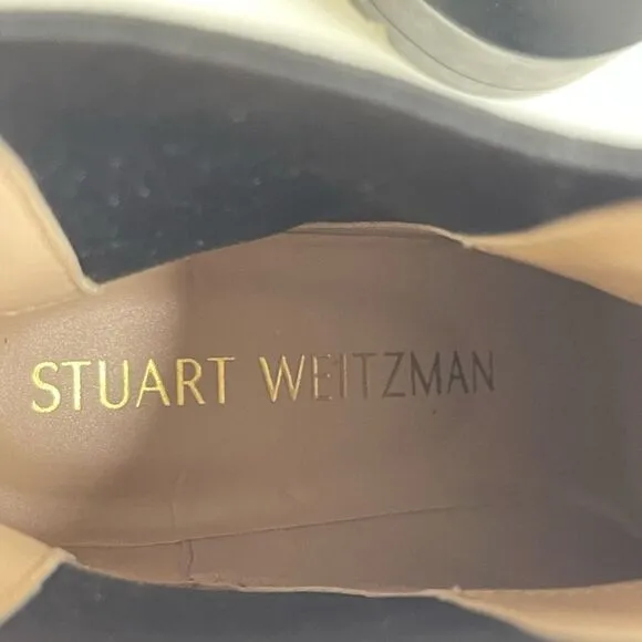 Stuart‎ Weitzman white pull on boots, chunky, white leather, platform, size 10,