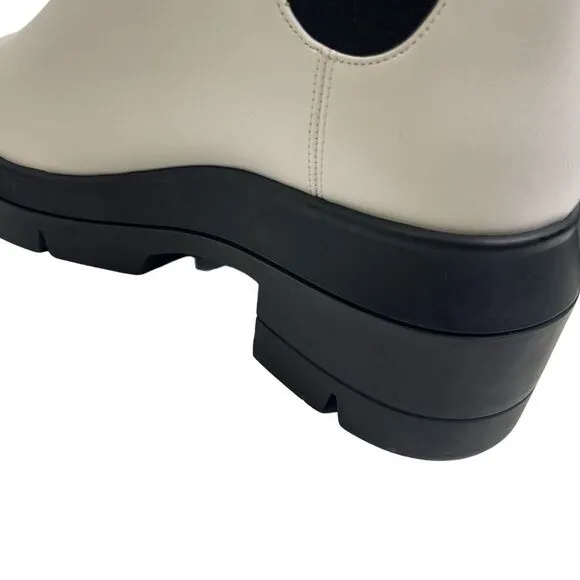 Stuart‎ Weitzman white pull on boots, chunky, white leather, platform, size 10,