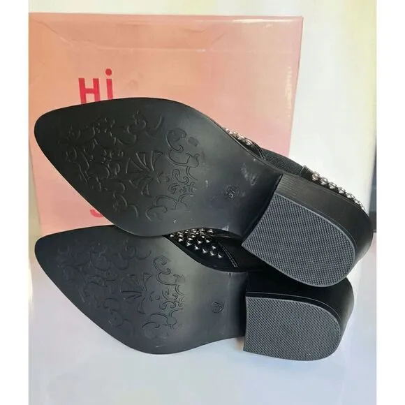 Studded Ankle Boots Block Chunky Heels Chelsea Shoes Slip On SIZE 6,5 NEW IN BOX