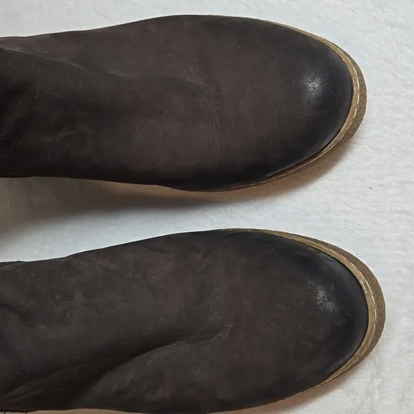 Sundance Cantabria Textured Leather Stacked Heel Boots Brown Women's 9/40