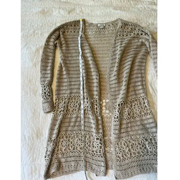Sundance Fosette Cardigan Crochet Tan/Sand Sz XS Bohocore Hippy 70s EUC Cotton