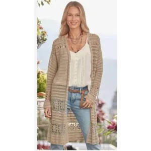 Sundance Fosette Cardigan Crochet Tan/Sand Sz XS Bohocore Hippy 70s EUC Cotton
