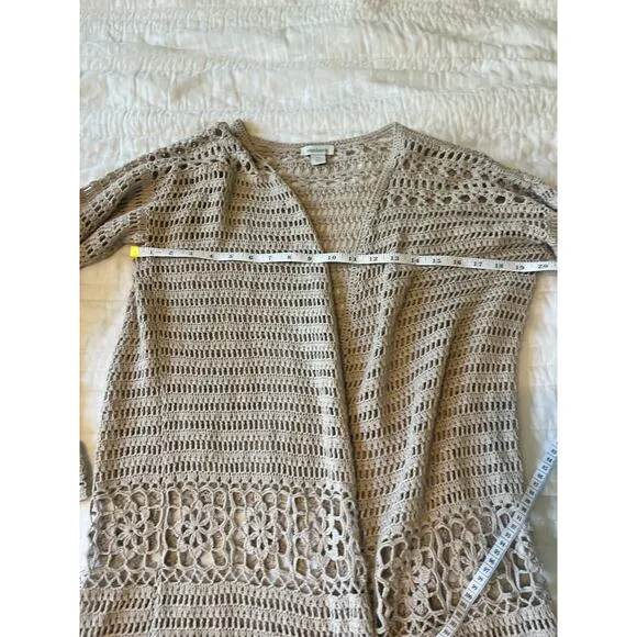 Sundance Fosette Cardigan Crochet Tan/Sand Sz XS Bohocore Hippy 70s EUC Cotton