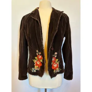 Super Unique Embroidered Micro-Cord Jacket from Kikit Jeans Size XL