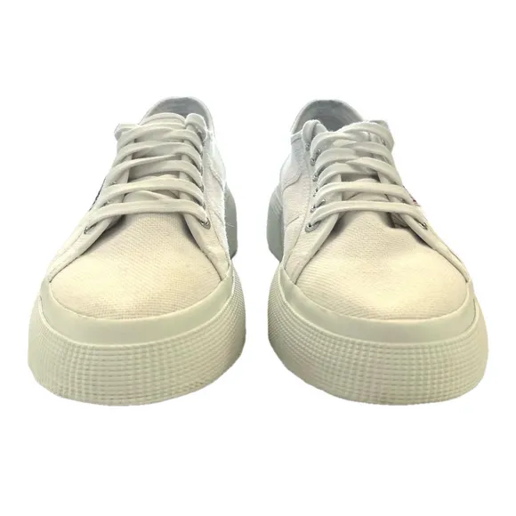 Superga White Canvas Platform Sneakers Size EU 39 US 8 Low Tops Textured…