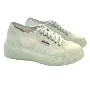 Superga White Canvas Platform Sneakers Size EU 39 US 8 Low Tops Textured…