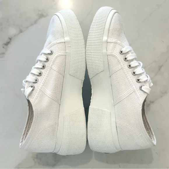 Superga White Canvas Platform Sneakers Size EU 39 US 8 Low Tops Textured…