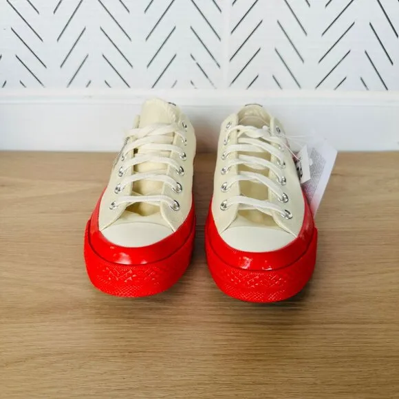 ❤️Sz 3 Converse Chuck 70 OX Comme Des Garçons Mens Shoes Heart Beige Red A01796C